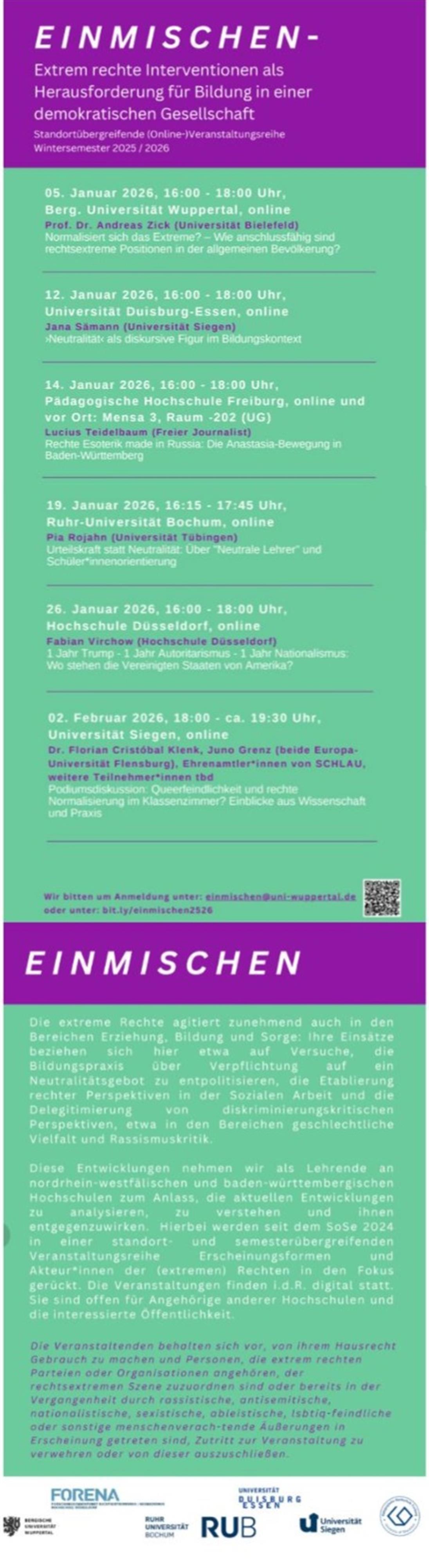 Flyer Einmischen Vorlesungsreihe 